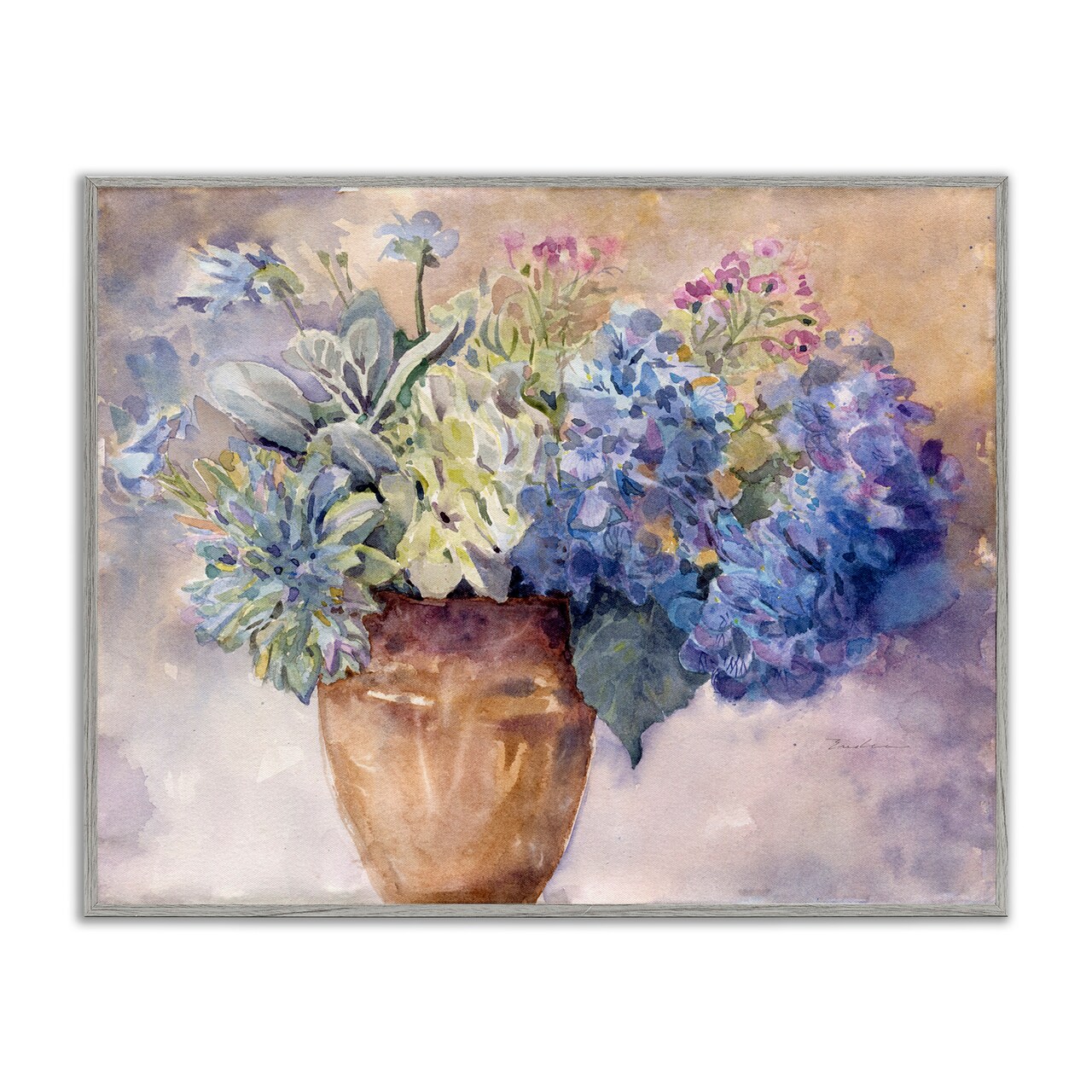 Stupell Industries Purple Hydrangea Painting Framed Giclee Art